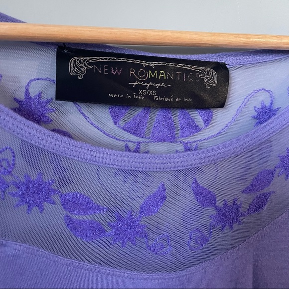 Free People New Romantics Purple Lace & Sheer Neckline- Size XS - Picture 3 of 7